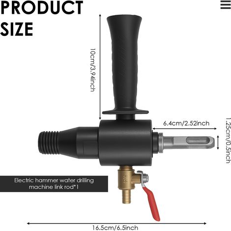 Adaptateur pour marteau électrique et perceuse à eau, tête de conversion pour perceuse à percussion et dispositif d'alimentation en eau, se transforme instantanément en perceuse à eau.