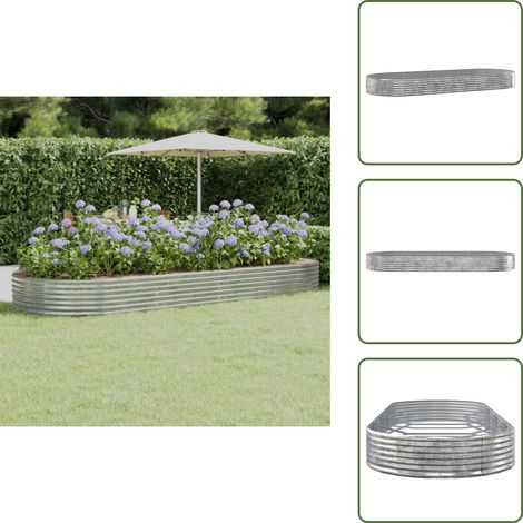 Lit surélevé de jardin Acier enduit de poudre Argenté - Jardiniere Surélevée - Bac À Fleurs - Pot De Fleurs Extérieur - Décoration Jardin - Balcon (1/5)