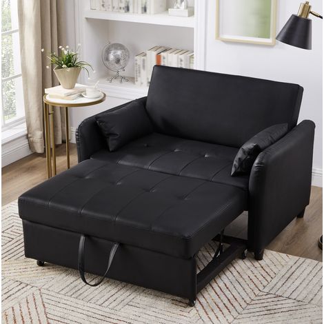 Sofá cama convertible 156x100 cm negro antiguo en PU con respaldo ajustable y diseño extraíble (1/5)
