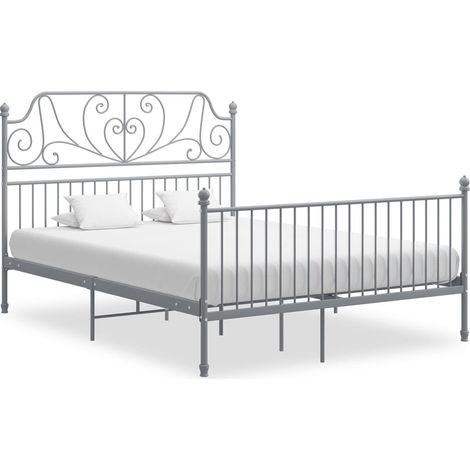 Estructura de cama sin colchón metal gris 140x200 cm