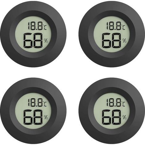 Set di 4 mini termometri e igrometri digitali rotondi per umidificatori, cantine, terrari e piccoli rettili igrometro digitale accessorio termometro per interni (1/5)