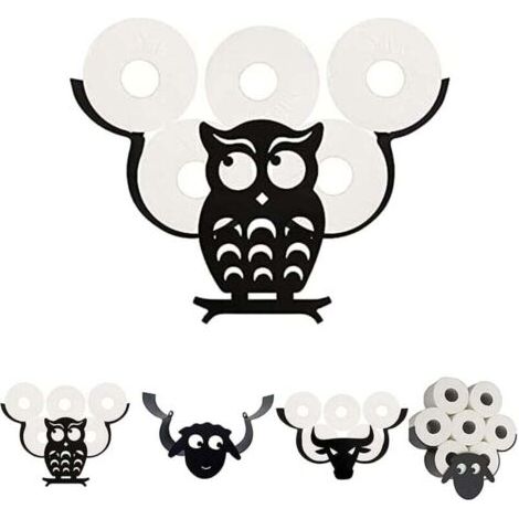 Porte-Rouleau de Papier Toilette Animal Porte-Papier Toilette Joli Animal Support Mural Chambre Porte-Rouleau de Toilette Cuisine Salle de Bain Accessoires chouette (1/4)