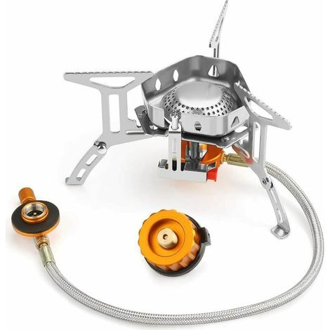 royaluxe -Réchaud de Camping, Portable 3500W réchaud gaz Pliable Brûl à Gaz Anti-Vent avec Bouton d'Allumage Our Randonnée/Outdoor/Pique-Nique/Barbecue/Randonnée/Trekking (1/5)