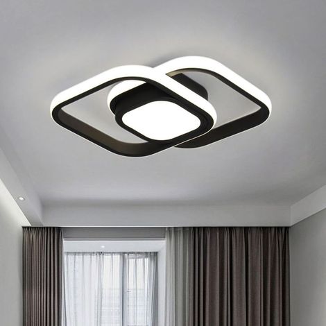 Plafonnier LED 4000K Blanc neutre 24W Plafonnier carré Noir 2000LM Lampe de couloir design moderne Lampe de cuisine pour studio balcon sous-sol garage escalier allée salle de bain cuisine Ø32CM [Class (1/4)