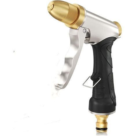 High-pressure water gun made of zinc alloy and gold-plated copper for home car washing, ideal for watering flowers, gardens and cleaning floors. (1/5)