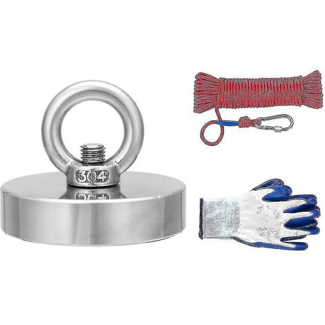 Crea – Magnet de récupération néodyme 35-600kg avec corde 20m – Détection de trésors métalliques – Pour utilisation verticale