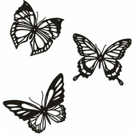 3 PièCes Papillon MéTal DéCoration Murale Noir Papillon MéTal Tenture Murale DéCor Ferme Rustique Maison Bureau Chambre DéCor (1/4)