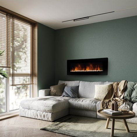 Elektrischer Wandkamin mit mehrfarbigem LED-Flammenlicht Dallas