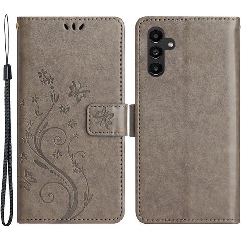 Funda tipo libro para Samsung Galaxy S23 FE, Mariposa, gris (1/5)