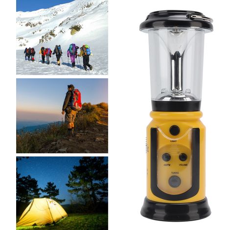 Multifunktionales AM/FM-Campingradio mit LED-Taschenlampe, Notlicht und gelbem Handkurbeldynamo zur Katastrophenvorsorge und für Notfallsituationen. (1/5)