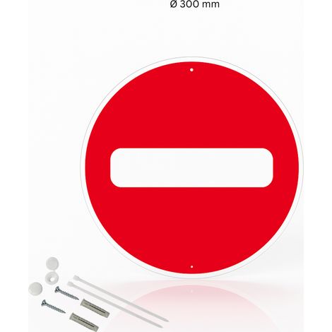 Sens interdit panneau de signalisation rond en pvc rigide prépercé avec kit de fixation complet - Diamètre 300 mm (1/5)