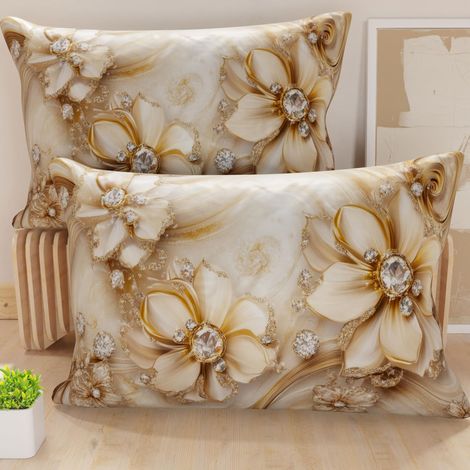 Paire de taies d'oreiller 30 x 50 cm en Microfibre, Coussins d'ameublement, canapé, Salon, 2 Housses de Coussin, taie d'oreiller Florale 06 13, 100% fabriqué en Italie (1/5)