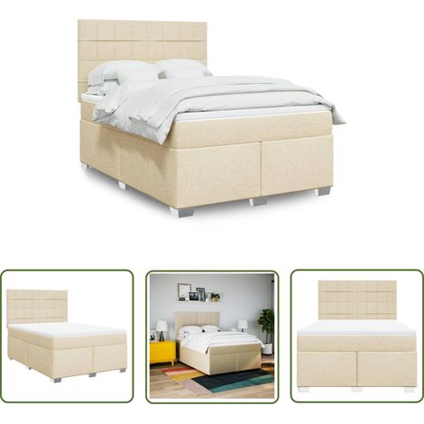 vidaXL Boxspringbett mit Matratze Creme 160x200 cm Stoff (1/5)