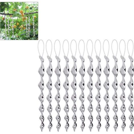 12 pièces tiges réfléchissantes de contrôle de la peur des oiseaux, tige de protection des oiseaux facile à installer, spirales respectueuses de la faune, tiges effrayantes, tiges en spirale en plasti (1/5)