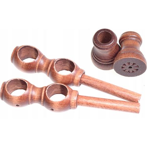 Staffa doppia in legno per asta per tende, diametro 28 mm, ontano, 2 pezzi. (1/5)
