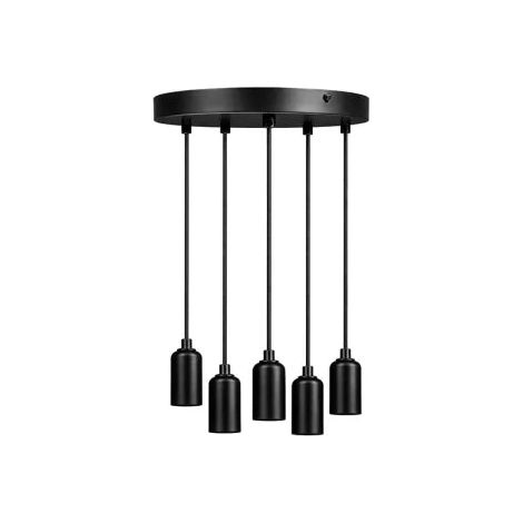 Schwarze 5-flammige E27-Pendelleuchte – Modernes Design