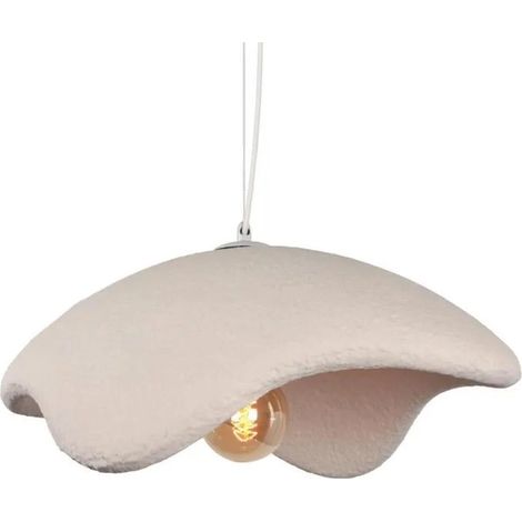 Suspension Luminaire Moderne,50cm Lustre Vintage Abat-jour en Mousse E27 Lampe de Plafond Réglable pour Salon Chambre,Blanc (1/5)