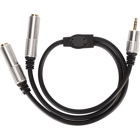 Câble 3.5mm vers Double 6.35mm Mâle vers Double Femelle, Adaptateur Y Audio pour Micro et Enceinte, Longueur 0.5m (1/5)
