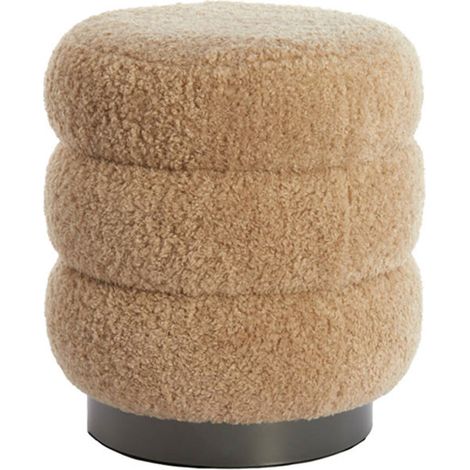 Pouf Jobbi beige et noir mat - Ø40x45 cm (1/5)