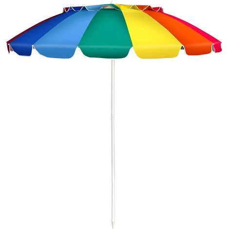 8FT Portable Beach Umbrella with Sand Anchor and Tilt Mechanism for Garden and Patio-Multicolor (1/5)