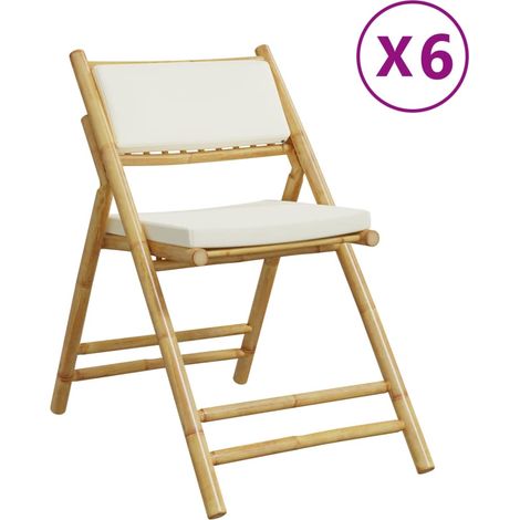 Chaises de bistro pliantes lot de 6 et coussins blanc crème (1/5)