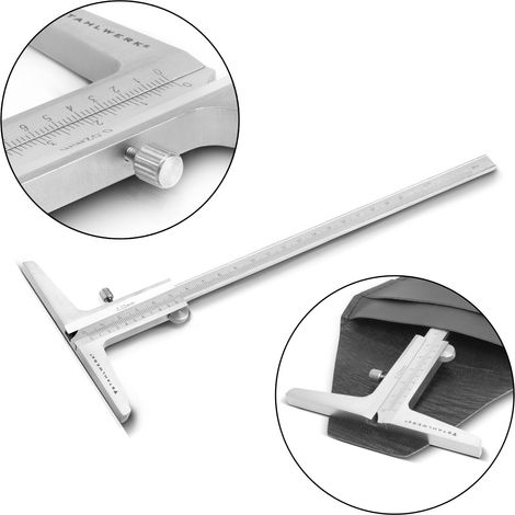 STAHLWERK Calibro di profondità 0-200 mm DIN 862 in acciaio inox