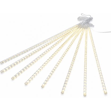 Guirlande LED Tubes Pluie de Météores Blanc Chaud, Branchée, Étanche Extérieur, Lot de 8 (1/5)