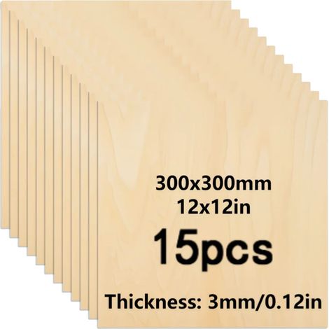 Madera sin acabado, calidad superior, material ecológico, 15 piezas, 3 mm de grosor, 300 x 300 mm de diámetro. (1/2)