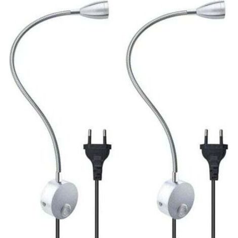 Brasse de lecture murale orientable 3W avec prise EU et interrupteur, lampe de chevet pour chambre, lot de 2, lumière chaude (1/4)