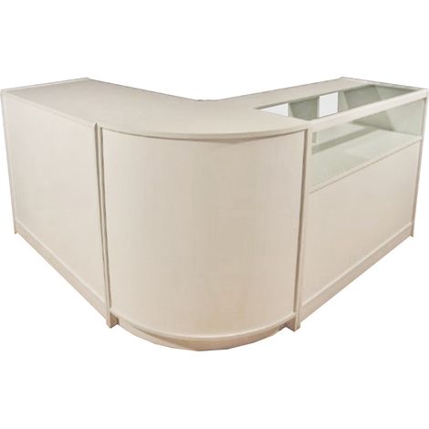 Set 3 Mostradores para Tienda en Blanco 2 x Unidades rectas 90 cm x 120 cmx 60 + 1 x Unidad CM60 Unidad esquinera Curva 90 cm x 60 cm x 60cm (1/5)