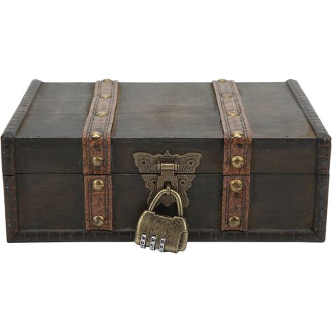 Coffret à bijoux vintage exquis, magnifique, en bois antique robuste et inodore, avec serrure à code. (1/5)