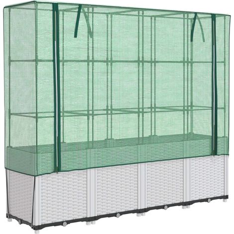 Maison Exclusive - Hochbeet mit Gewächshaus-Aufsatz Rattan-Optik