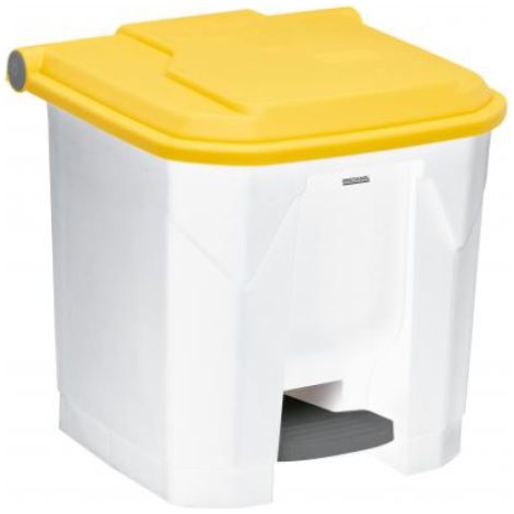Poubelle à pédale Utilo - 30l - blanc / jaune (1/3)