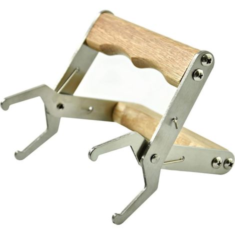 Pince de Cadre Apicole à Poignée en Bois, Lot de 2 Acier Inoxydable, Levage des Cadres Facilité, pour Matériel de Beekeeping (1/5)
