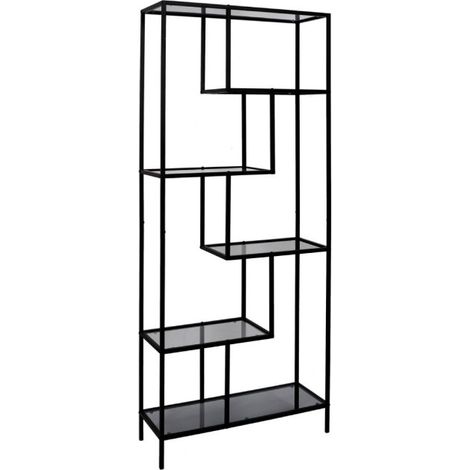 Étagère en Verre Fumé "Edison" 180cm Noir (1/5)