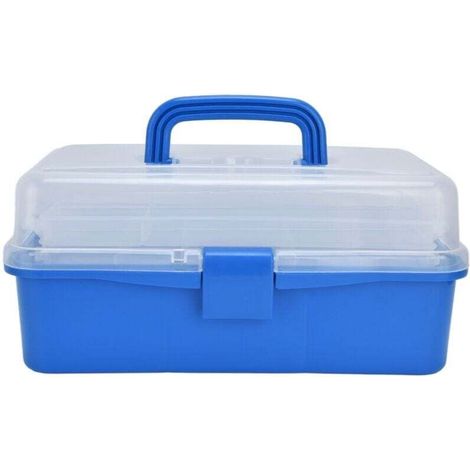 Portable Foldable 3 Tier Tool Storage Box with Transparent Lid Organizer (1/4)