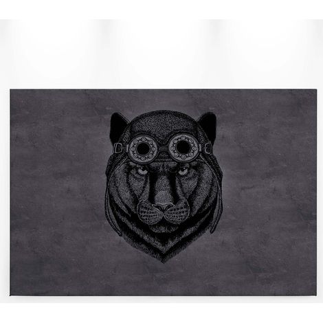 Tableau moderne tête de tigre aviateur | Tableau animaux noir pour chambre ado | Tableau sur toile moderne pour salon & couloir - 0,9 x 0,6 m (1/5)