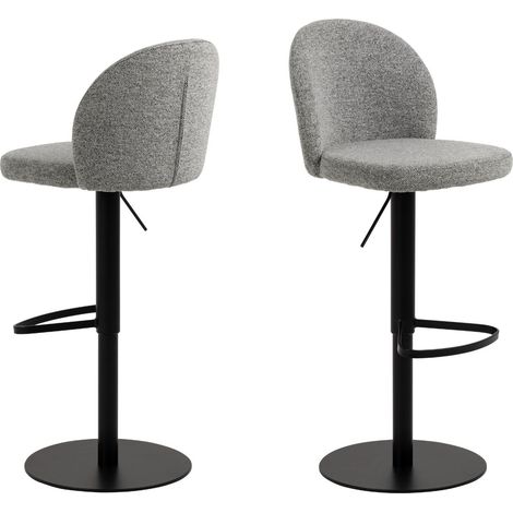 Tabourets de bar tissu gris clair piétement métal noir (lot de 2) - PATIA (1/5)