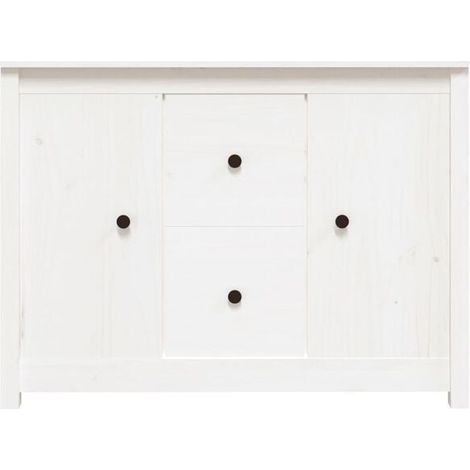 Buffet de Cuisine en Bois Massif Pin, 100x35x74 cm, Meuble Rangement Blanc pour Salle à Manger et Salon (1/5)