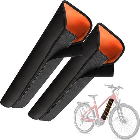 2 pièces - Housse de protection pour batterie de vélo - Housse de vélo - Protection de cadre de vélo - Housses de vélo - Couleur orange (1/5)