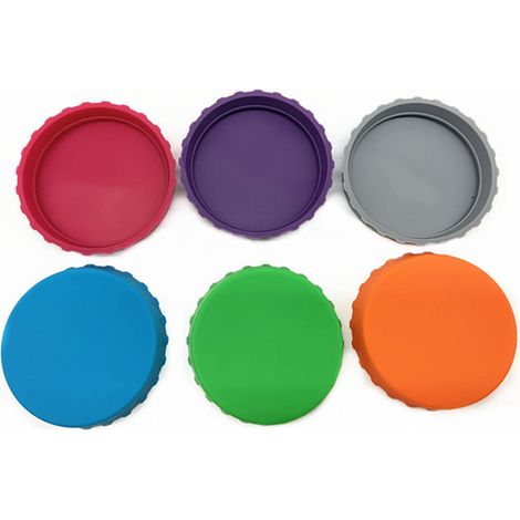 Lot de 6 couvercles silicone réutilisables pour canettes, bouchons anti-fuite pour boissons et bière (1/3)