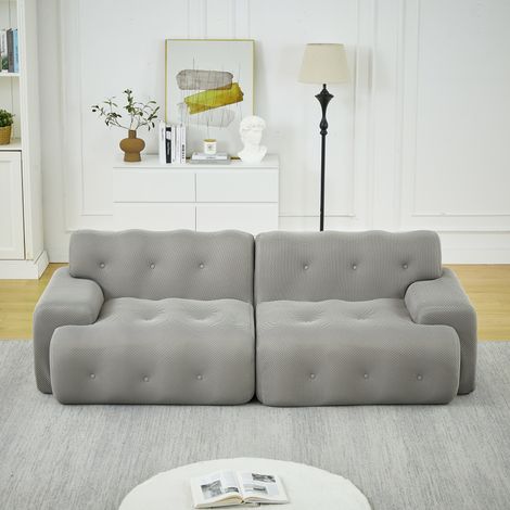 Divano 2 posti oversize in tessuto grigio, senza montaggio, 224 x 104 x 66 cm DESVIAE (1/5)