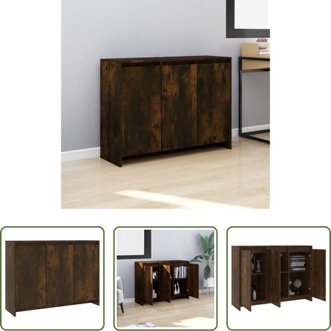 Armoire latérale -  Buffet Chêne fumé 102x33x75 cm Bois d'ingénierie (1/5)