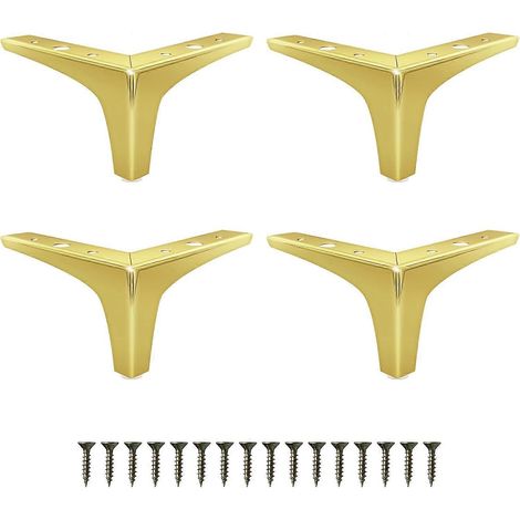 Pieds de meubles plaqués or de 10 cm (4 pouces), ensemble de 4 pieds de canapé en métal, compatibles avec les chaises, les lits, les armoires, les tables, les tabourets et les pieds de remplacement po (1/5)