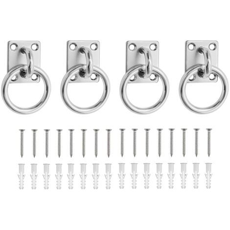 4 Pièces Plaques Œil Acier Inoxydable Fixation Plafond Acier Inox 304, Carré Anneaux de Fixation Cheval, avec 16 Vis et Tube D'expansion, pour vcuries, Navires, Machines (1/5)