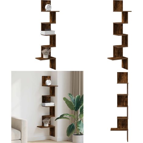 vidaXL Wand-Eckregal Räuchereiche 32x32x127,5 cm Holzwerkstoff (1/5)