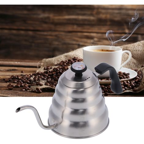 Cafetière 1200 ml en acier inoxydable avec thermomètre et col de cygne - Ustensiles à café (1/5)