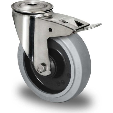 CASCOO Rückenlochlenkrolle mit Totalfeststeller ø 160 mm Serie R4E2 Kugellager Edelstahl