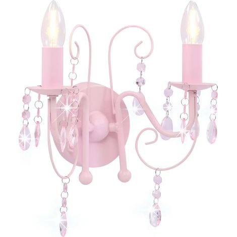 Applique murale à perles scintillantes design élégant intérieur 29,5 x 29 cm en métal rose