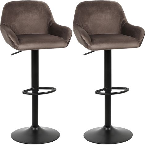 Aqrau Lot de 2 Tabourets de bar ,Tabouret en flanelle marron avec pieds en métal
